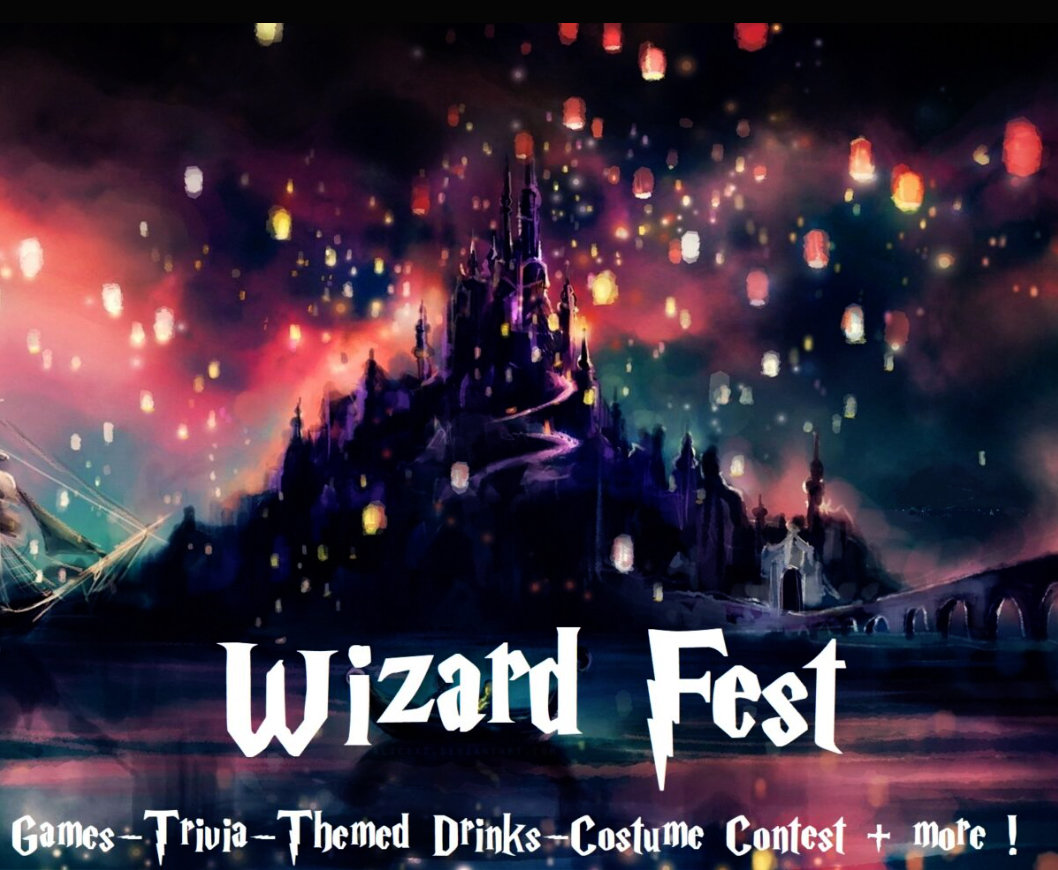 wizard fest poster with castle and dark lights